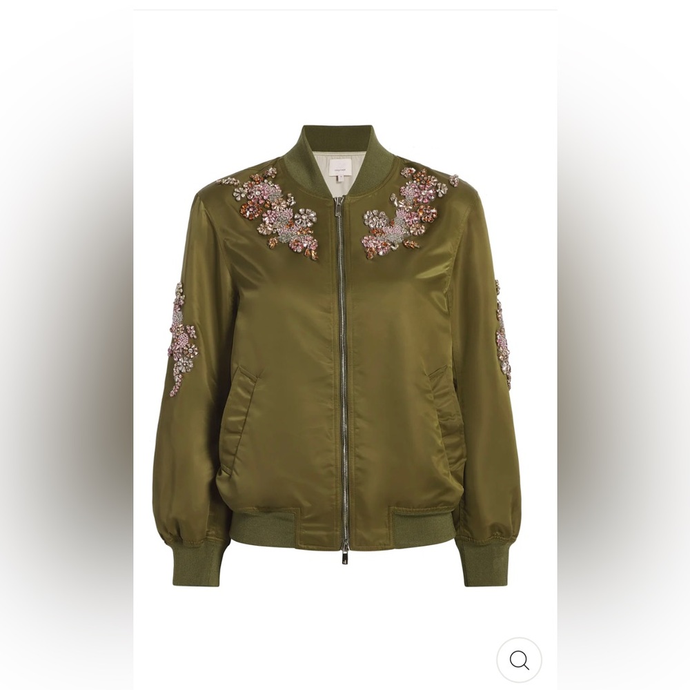 Cinq a sept Tallula flower Embellished nylon bomber jacket